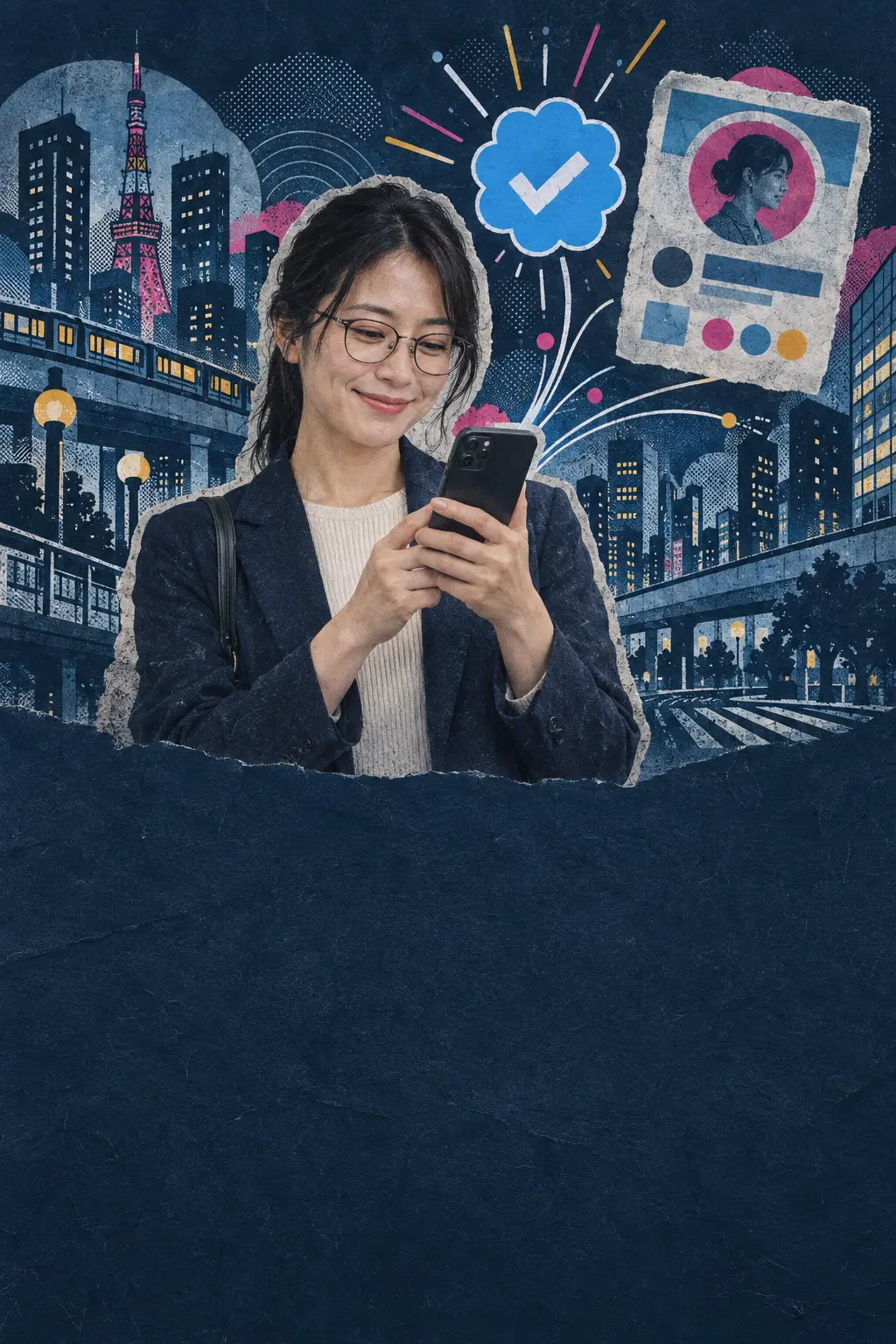 スマートフォンでプロフィールを確認する人
